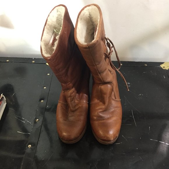 VINTAGE HUSKY WINTER LEATHER BOOTS SIZE 10 - Picture 7 of 15